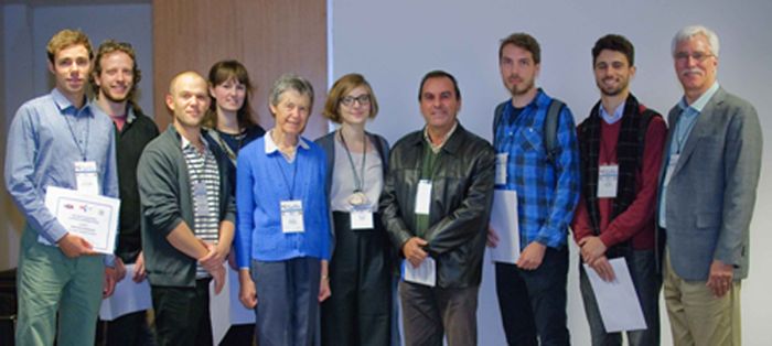 Mélanie stands beside ICA President Marion Burgess (blue sweater) together with some of the others winners of the 2016 ICA competition.